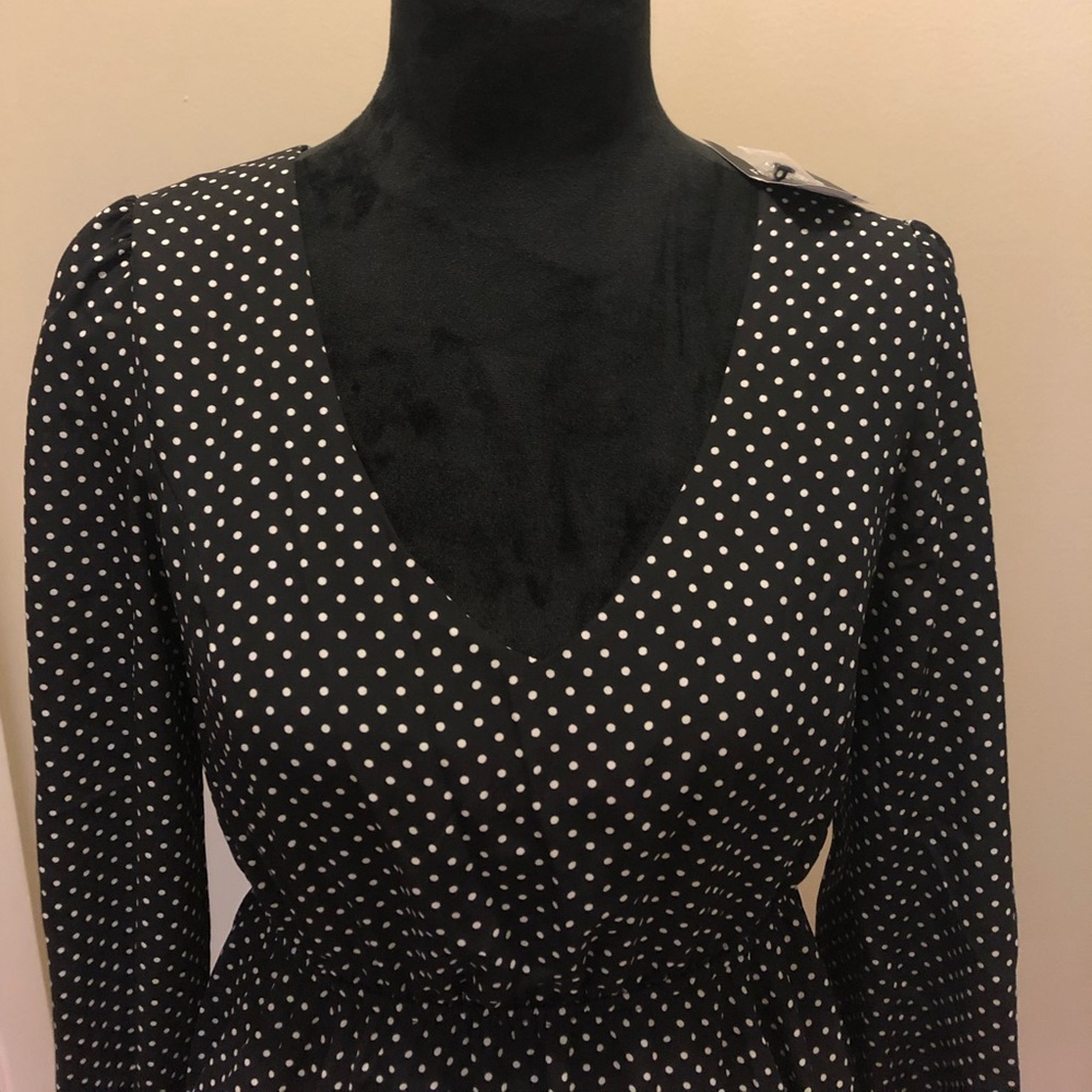 Forever 21 Long Sleeve Polka Dot Mini Dress